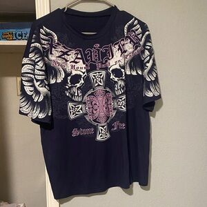 Graphic Skull Cross Tee - Black with White & Pink Accents